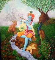 Krishna - Lord Krishna - Oil On Canvas